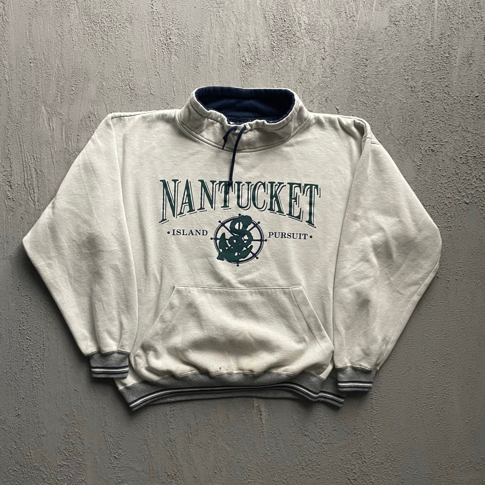 Vintage Nantucket Graphic Pullover Mens Large White 90s Gear For Sports